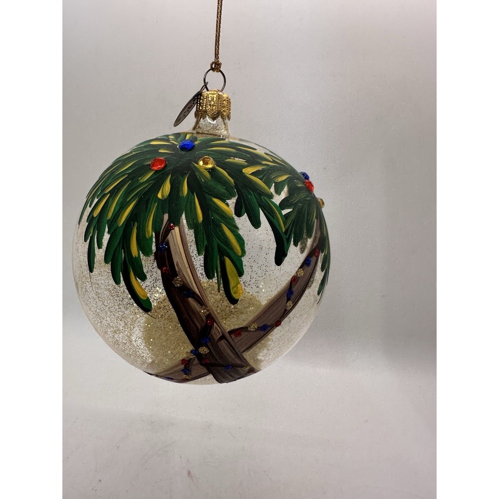 Pier 1 Imports Li Bien 2018 Palm Tree Hand Painted Glass Christmas Ornament